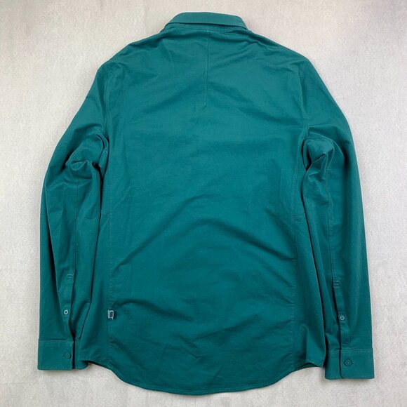 Lululemon Mens Shirt Small Teal Green Commission Long Sleeve Button Up Cotton - Picture 6 of 7